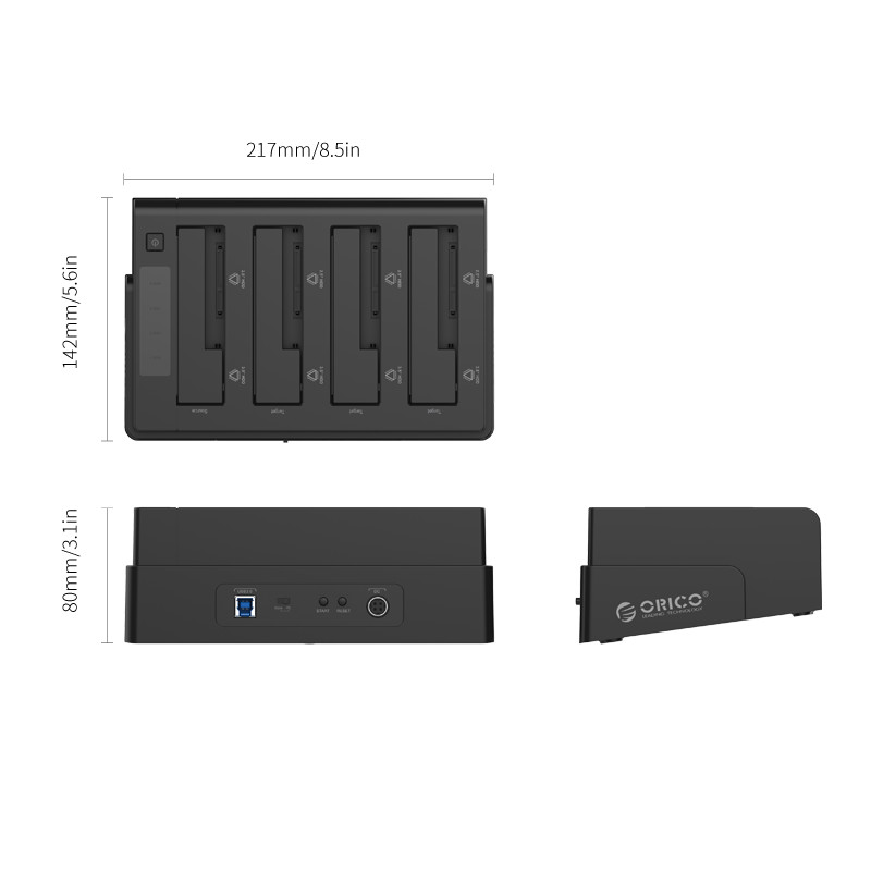 Док-станція для жорстких дисків 2,5 / 3,5 дюйма з 4 відсіками USB3.0 1-3 клонів (ORICO 6648US3-C-V1)