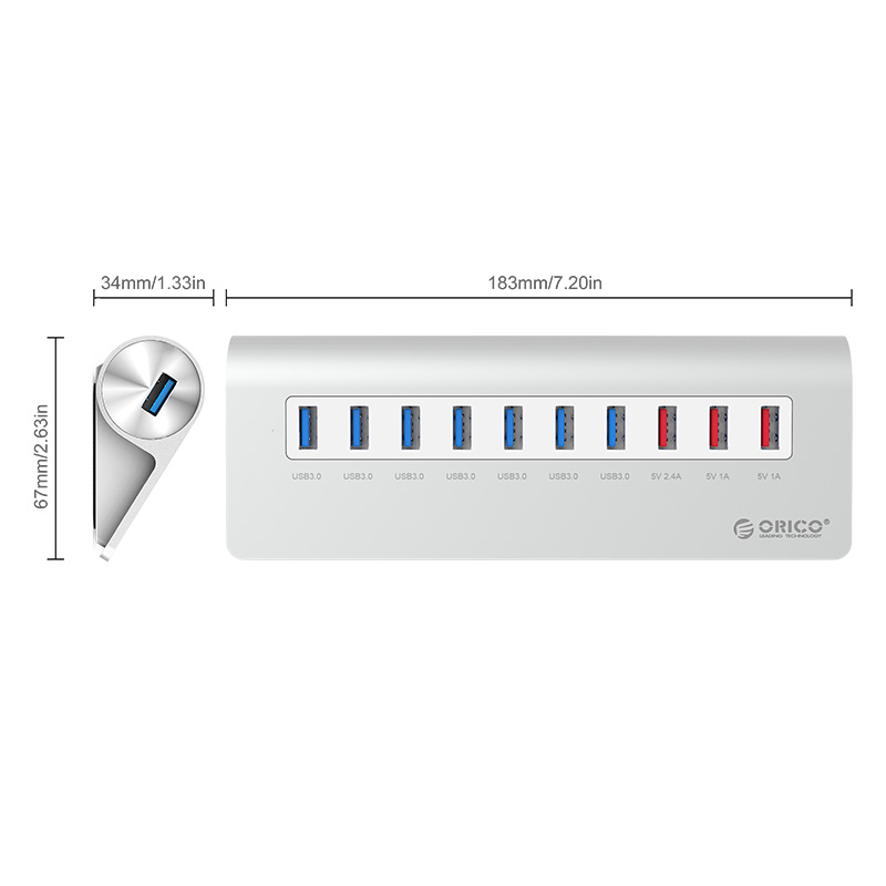 USB 3.0 HUB на 7+3 портів (ORICO M3H73P)