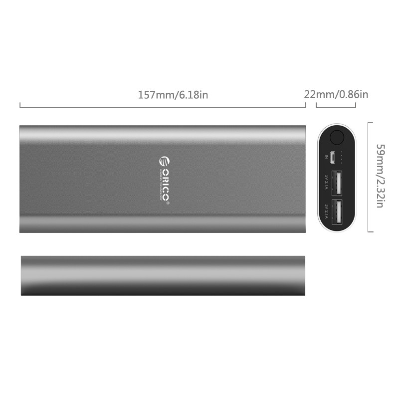 Power Bank для двох пристроїв 20000mAh (ORICO S2)