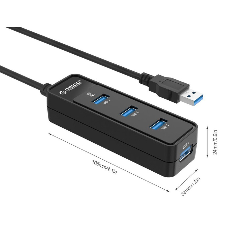 USB 3.0 міні-хаб на 3 порти з кабелем (ORICO W5PH4-U3)
